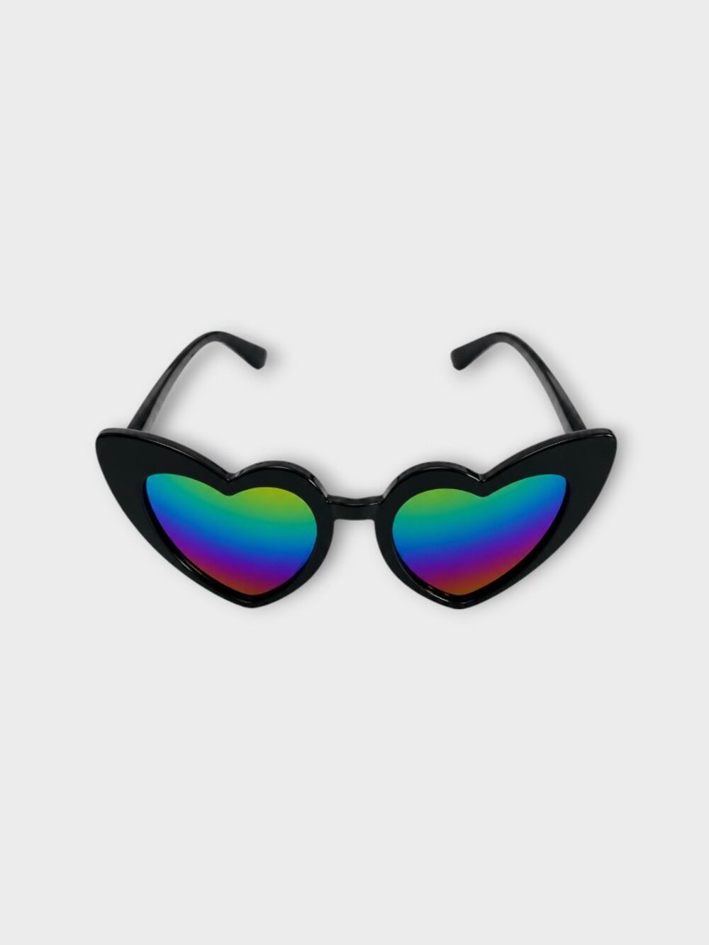 Heart-Shaped Black Sunglasses with Rainbow Lenses